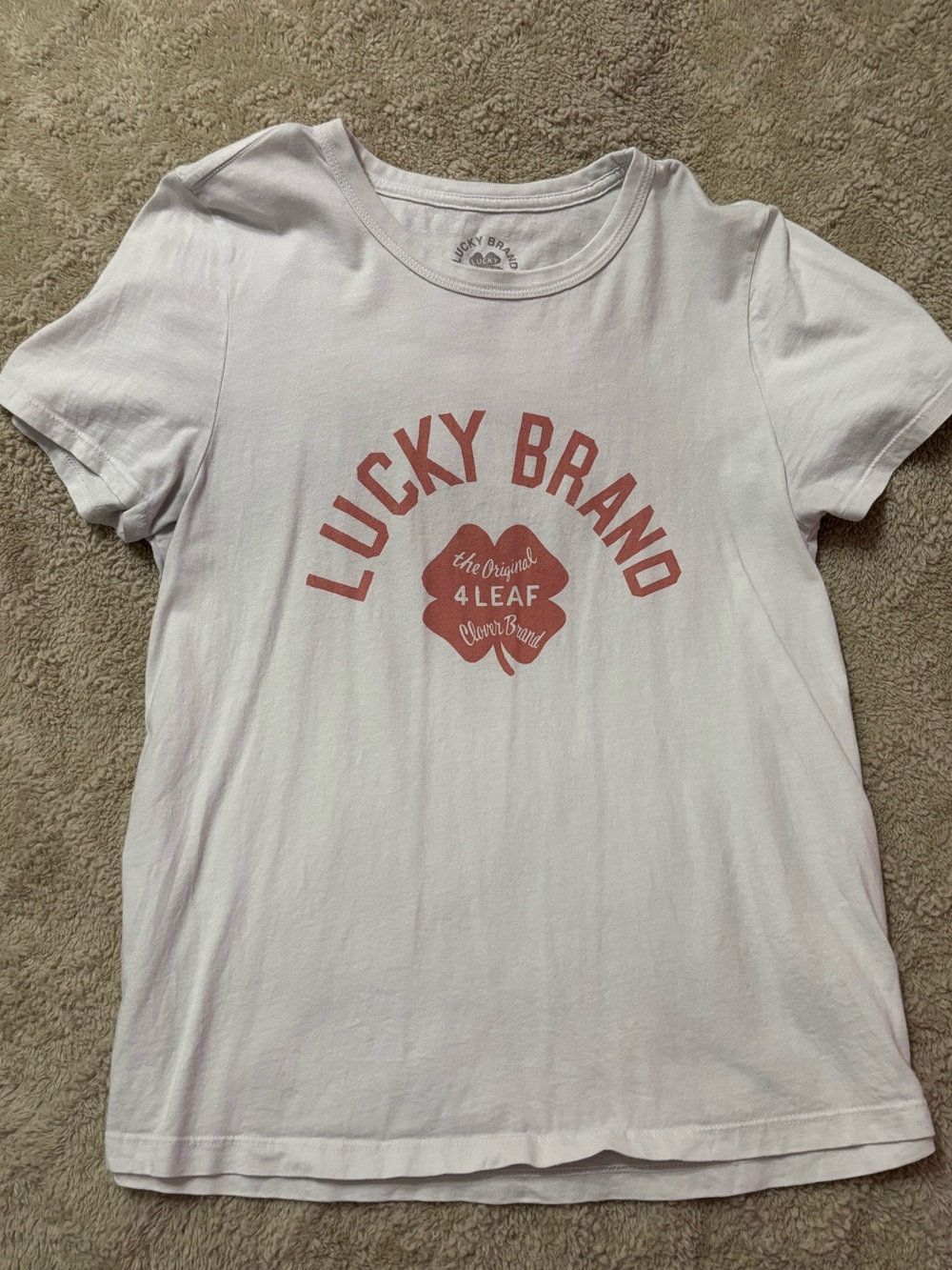 Lucky Brand White Graphic Tee - Pink Logo